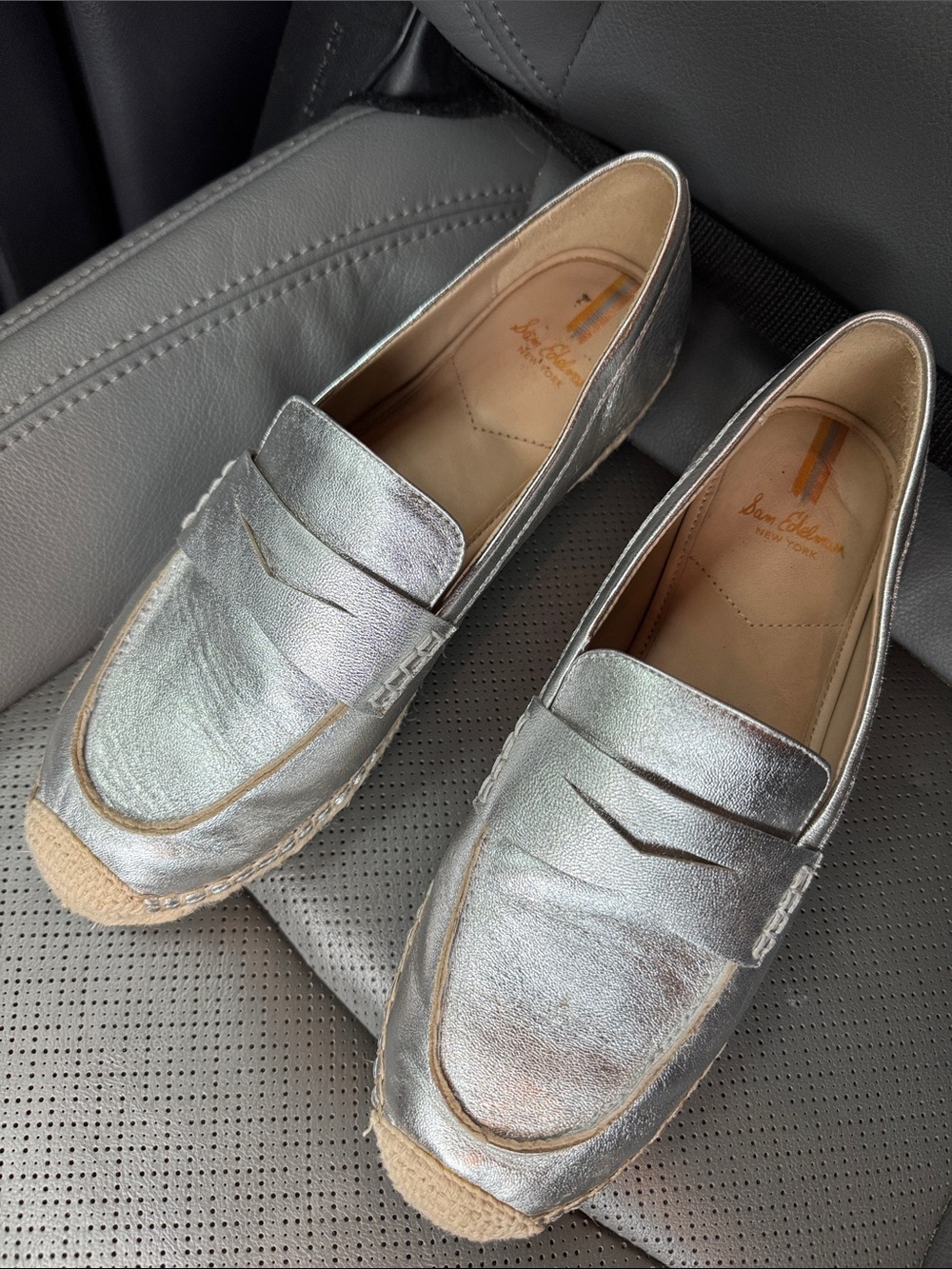 Sam Edelman Silver Metallic Penny Loafers